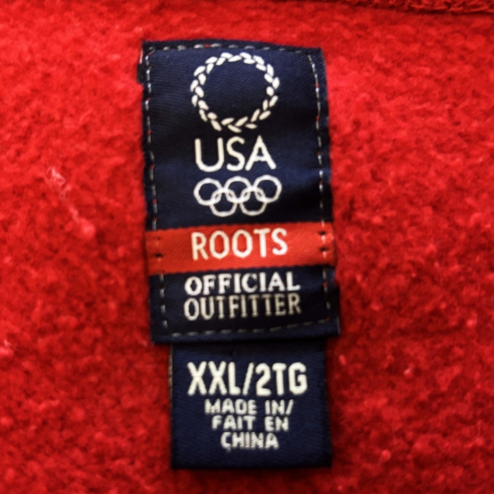 Vtg Roots Olympic USA Hoodie Women XXL Red 04 Athens Full Zip Fleece Sweatshirt - Picture 5 of 9